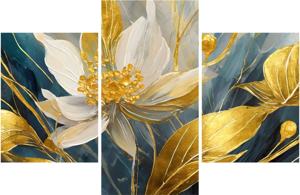 Tablou - Pictura de flori de aur (90x60 cm)