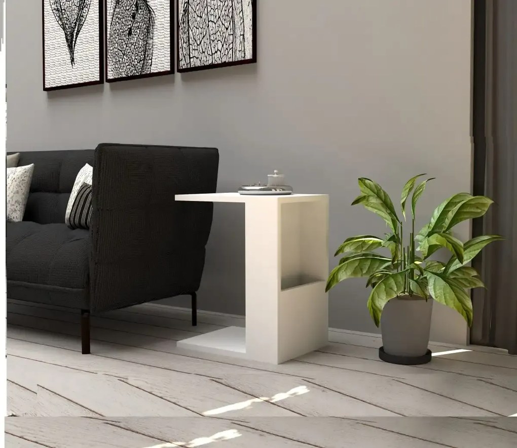 Masuta laterala  Sorina Homs, alb, 50 x 40 x 30 cm, pal 18 mm