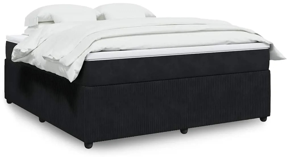 vidaXL Pat box spring cu saltea, negru, 180x200 cm, catifea