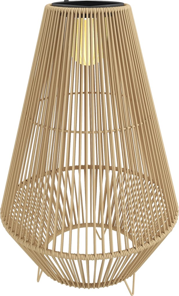 Outsunny Lampă Solară din Ratan, Lanternă de Grădină cu Aprindere/Oprire Automată, IP44, Impermeabilă și Decorativă, pentru Terasă, Verandă, Patio, 35x35x55 cm, Galben | Aosom Romania