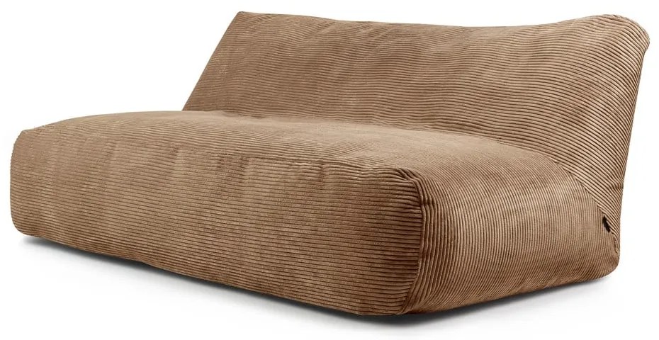 Fotoliu bean bag maro cu tapițerie din catifea reiată Sofa Tube 190 – SLOWDOWN