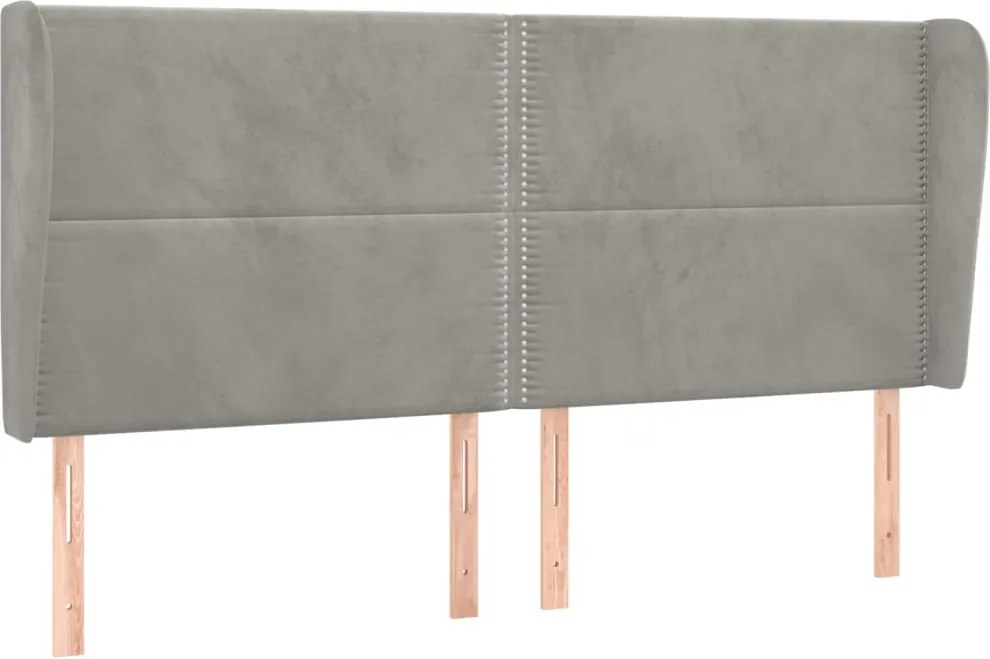vidaXL Tăblie de pat cu aripioare gri deschis 203x23x118/128cm catifea