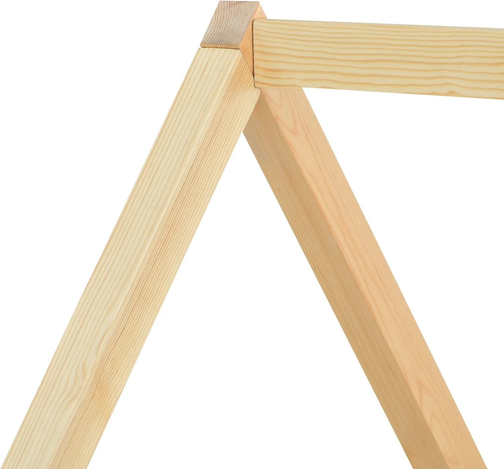 Pat tip căsuță cu pat extensibil și roți, fără saltea, din lemn, 90x200 & 90x190 cm, Alb