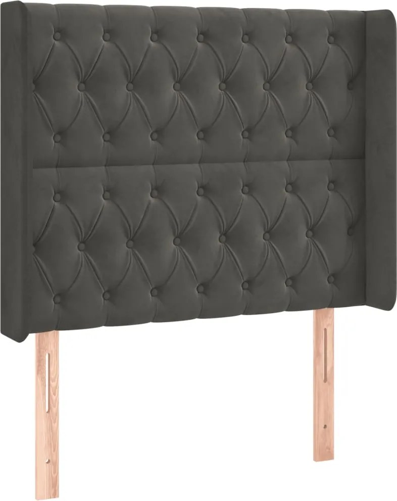 vidaXL Tăblie de pat cu aripioare gri închis 93x16x118/128 cm catifea