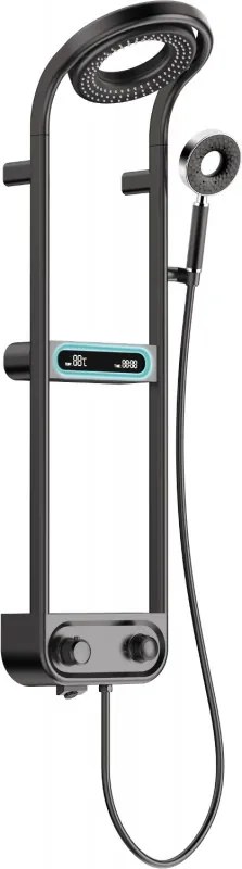 Mexen Peak set de duș montat pe perete cu duș tip ploaie și baterie, afișaj LED, negru - 78106-70