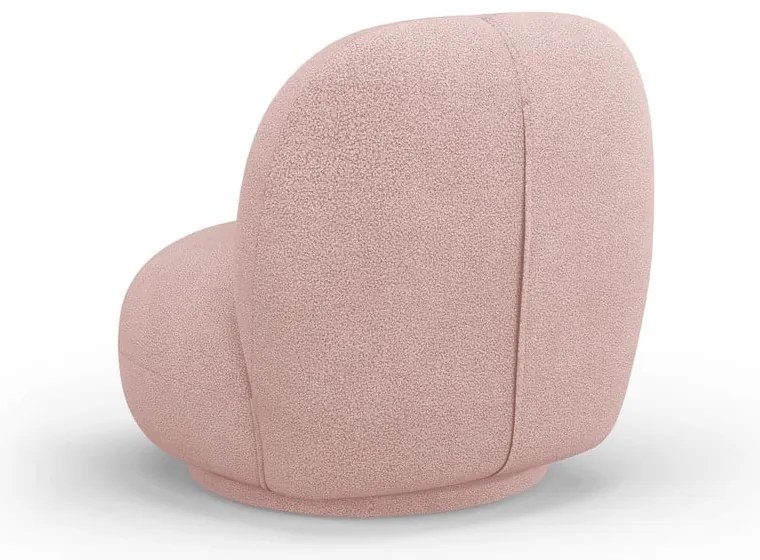 Fotoliu roz deschis cu tapițerie din stofă bouclé Chuck – Micadoni Home
