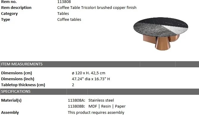 Masuta de cafea design LUX Tricolori, diam.120cm 113808 HZ