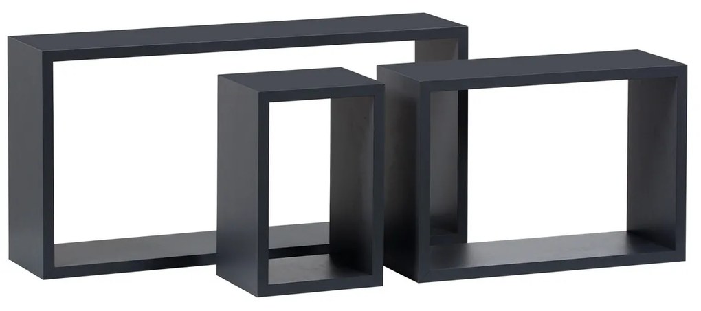 Set etajere de perete P-009, gri mat, set 3 buc.