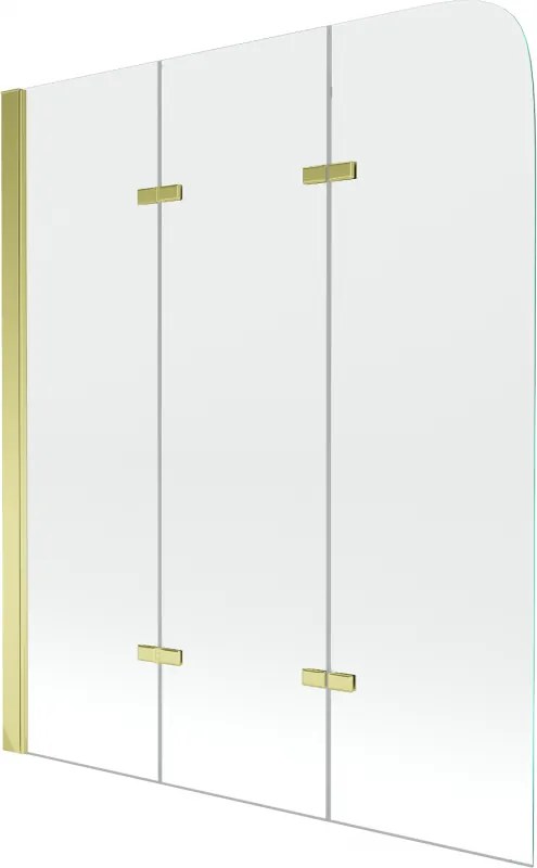 Mexen Felix paravan de cadă cu 3 panouri 120 x 140 cm, transparent, auriu - 890-120-003-50-00