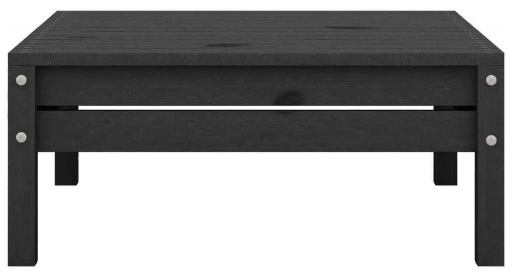 Taburet de gradina, negru, lemn masiv de pin Negru, suport pentru picioare, 1