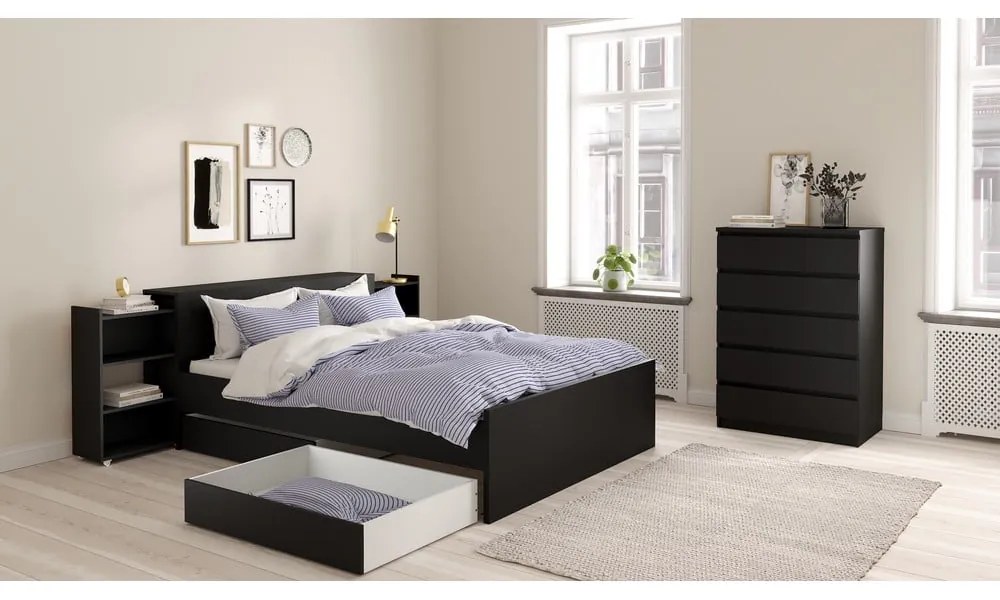 Tăblie de pat neagră 165x80 cm Naia – Tvilum