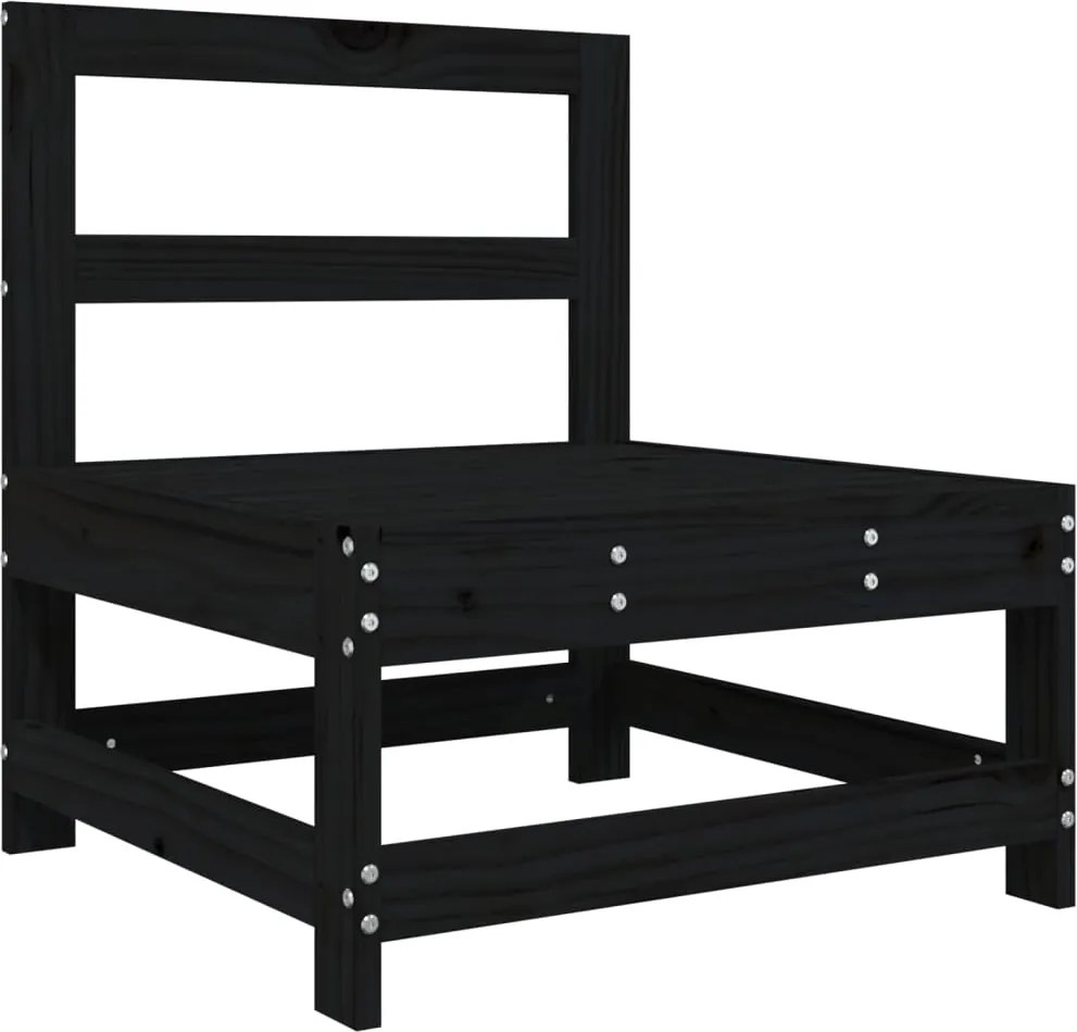 vidaXL Canapea de mijloc pentru grădină, negru, lemn masiv de pin