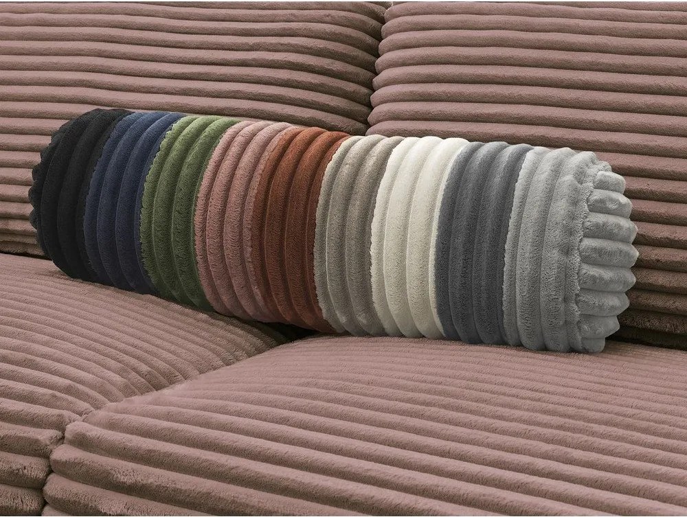 Canapea roz pentru dormitul zilnic/extensibilă cu tapițerie din catifea reiată 240 cm Hugo – Bobochic Paris