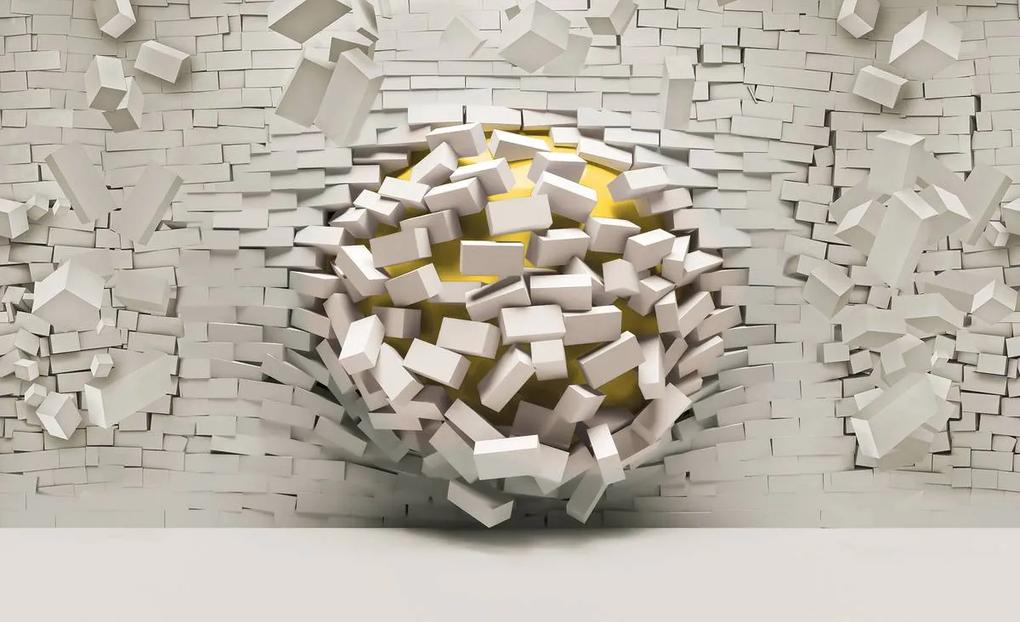 Fototapet - 3D perete cu minge (152,5x104 cm), în 8 de alte dimensiuni noi