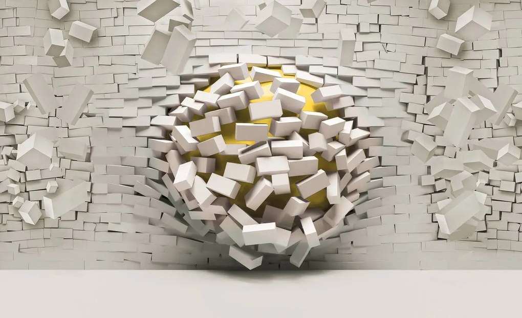 Fototapet - 3D perete cu minge (152,5x104 cm)