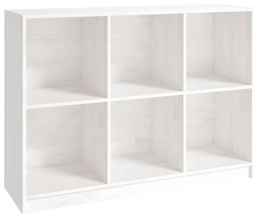 809967 vidaXL Bibliotecă, alb, 104x33x76 cm, lemn masiv de pin