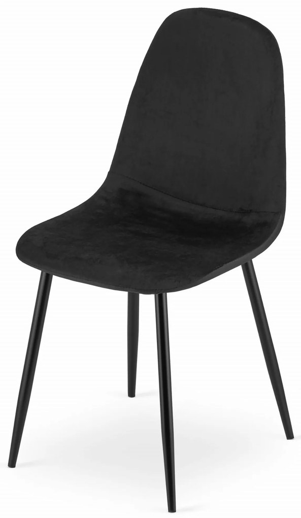 Scaun de masa din catifea Culoare negru cu picioare negre, COMO