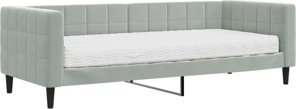 vidaXL Pat de zi cu saltea, gri deschis, 80x200 cm, catifea
