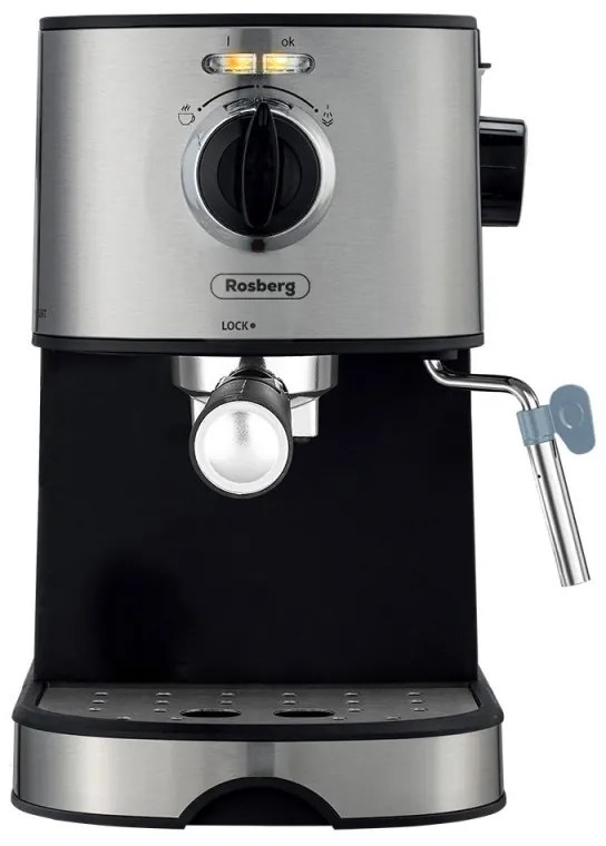 Espressor Voltz V51171D, 850W, 20 bar, 2 Filtre, Negru/Otel inoxidabil