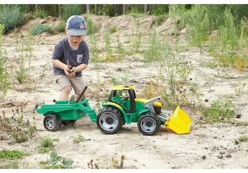 Tractor Lena cu cupă 60 cm și remorcă 45 cm