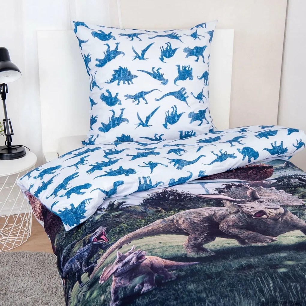 Lenjerie de pat din bumbac Herding Jurassic World, 135 x 200 cm, 80 x 80 cm