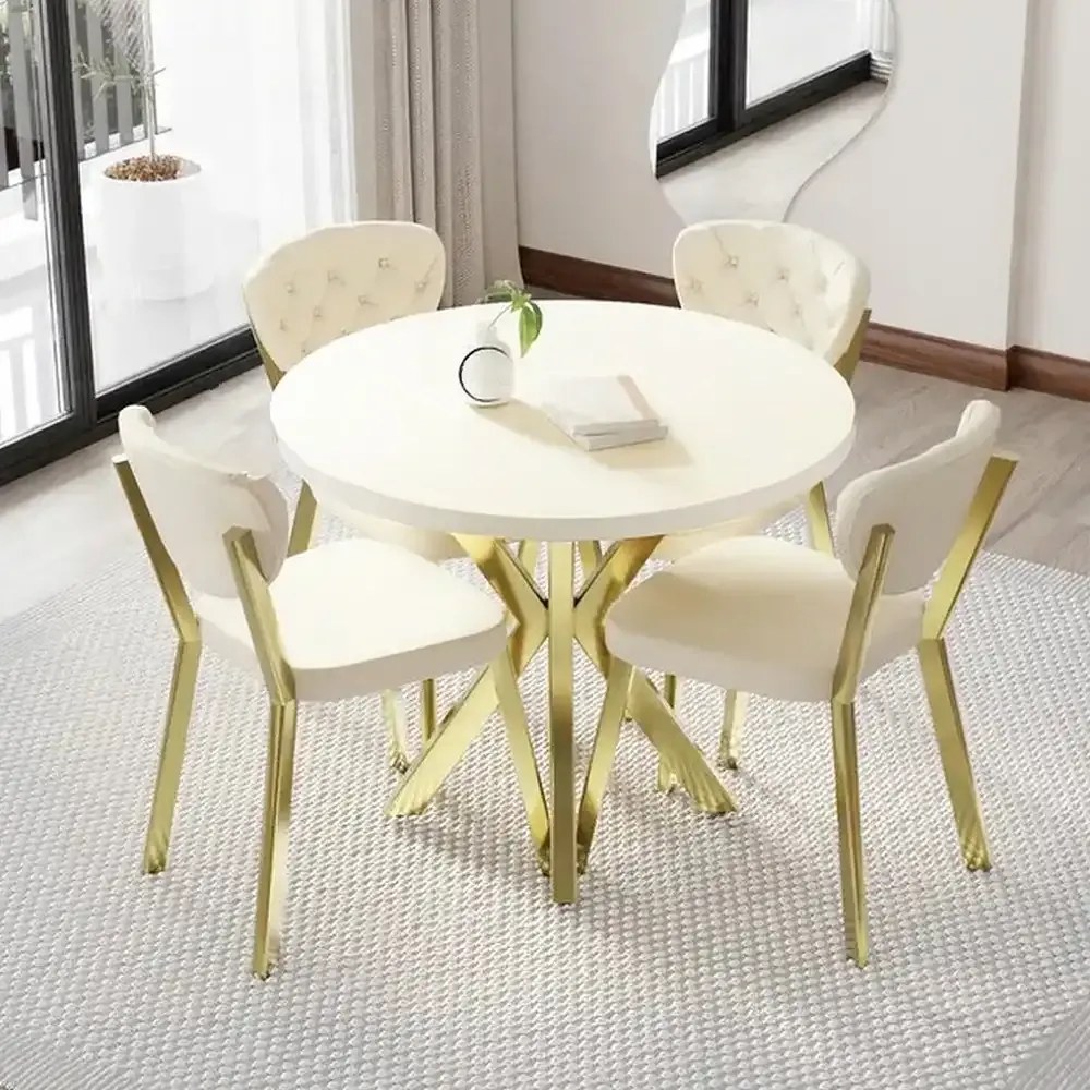 Scaun Barton, bej, profil din metal,auriu