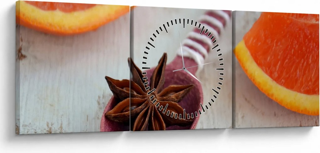 Tablou cu scorțișoară pe linguriță (cu ceas) (90x30 cm)