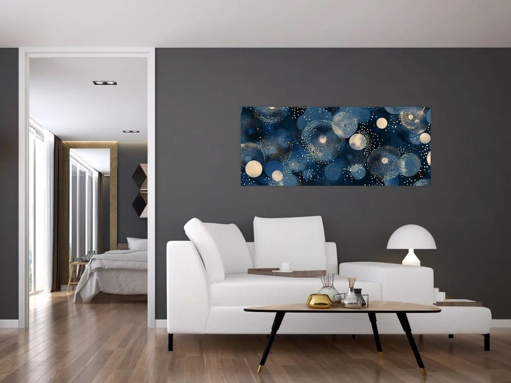 Tablou - Inele Albastru-Aurii (120x50 cm)