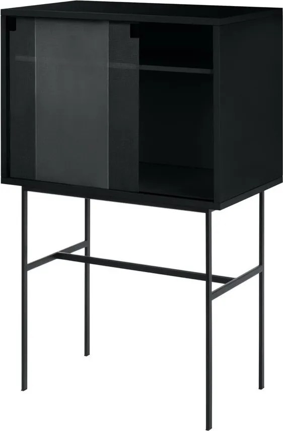 Vitrină neagră cu ușă glisantă 70x109x40 cm Lekko – noo.ma