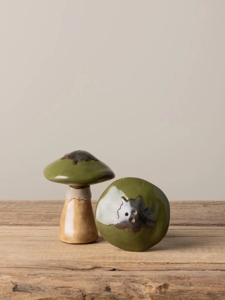 Set sare si piper, din ceramica, Mushrooms