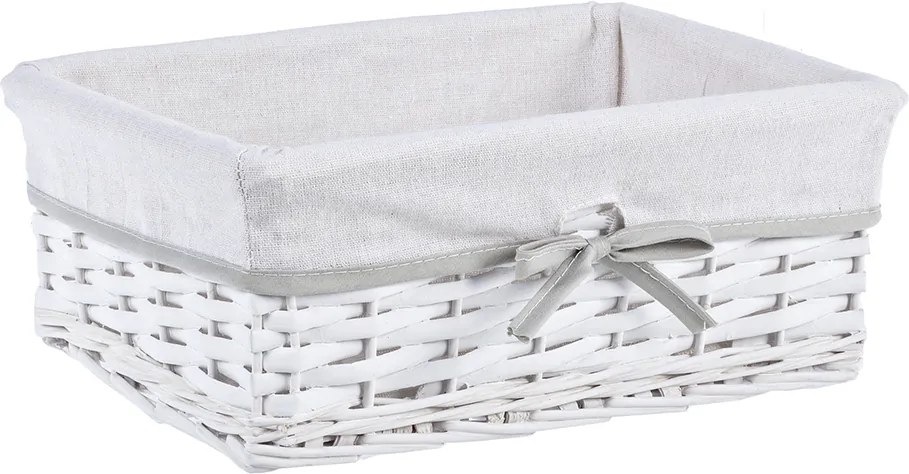 Cos decorativ rattan alb cu husa Home 33 cm x 23 cm x 13 h