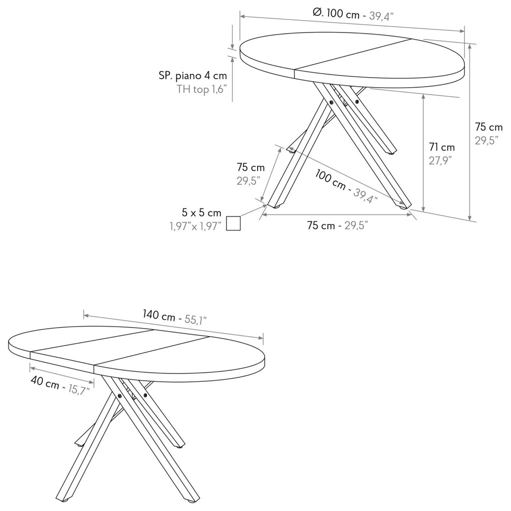 Masa rotunda extensibila Nada Ø 100 cm