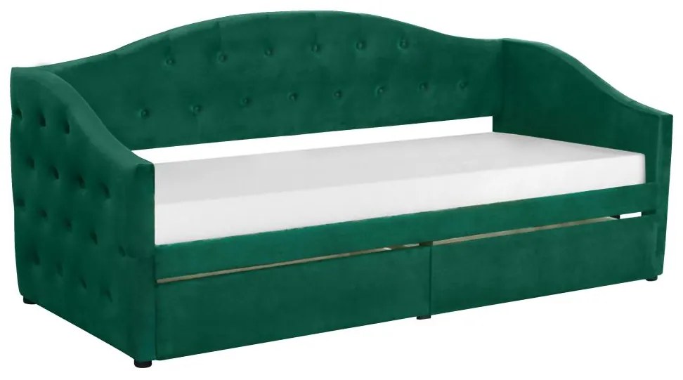 Pat de o persoană (divan) 90 cm Zonas (verde) (cu somieră) (cu sp. depozitare). 1116570