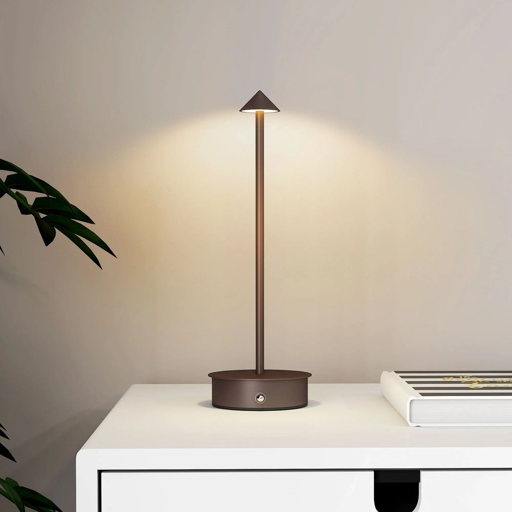 HOMCOM Lampă de Masă Reîncărcabilă cu USB, Lampă Fără Fir cu Temperatura Culorii Reglabilă 3000K/4500K/6500K, Control Touch, Autonomie 4-8 Ore, Cafea | Aosom Romania