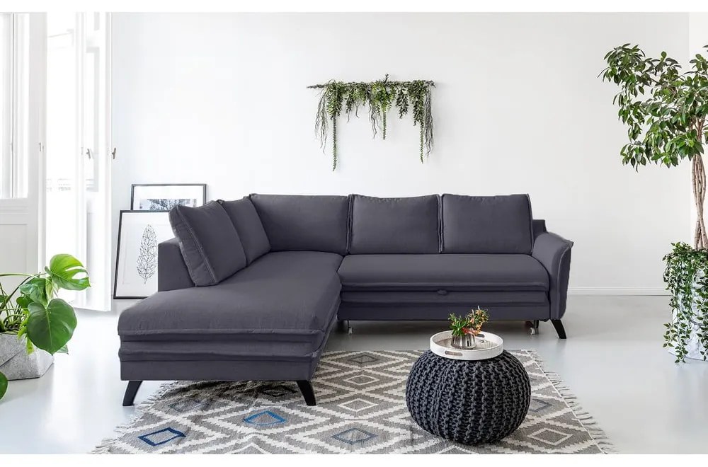 Colțar extensibil cu șezlong pe partea stângă Miuform Charming Charlie L, gri antracit