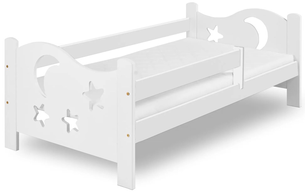 Pat pentru copii MOON 80 x 160 cm, alb Saltea: saltea EASYSOFT 8 cm, Somiera: cu somiera din lamele