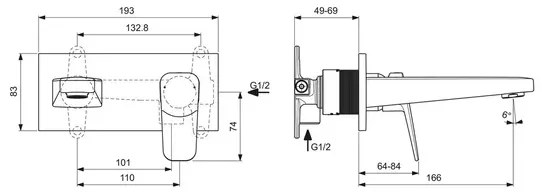 Baterie lavoar incastrata Ideal Standard Ceraplan negru mat fara corp ingropat