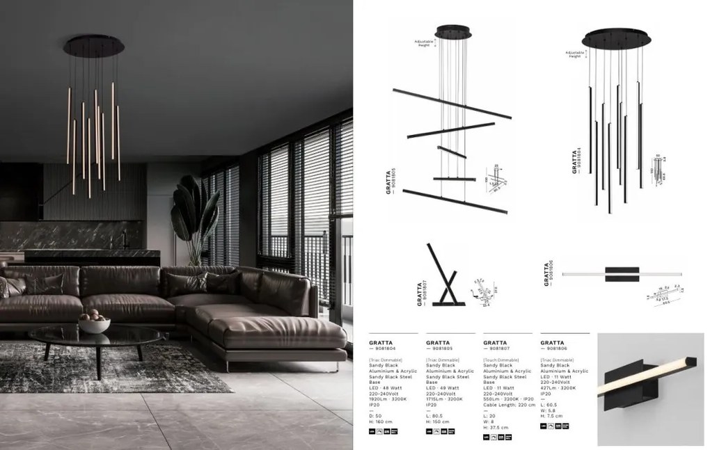 Lustra moderna cu pendule LED GRATTA