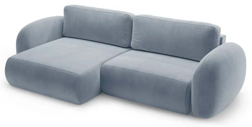 Colțar albastru prăfuit extensibil/cu spațiu de depozitare cu tapițerie din catifea Tonale – Cosmopolitan Design