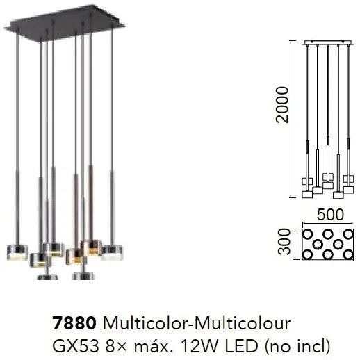 Lustra suspendata design modern TONIC 8L multicolor