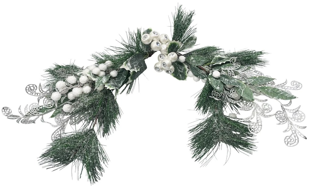 Ghirlanda Craciun pentru usa PEARL BERRY, Alb , 50cm