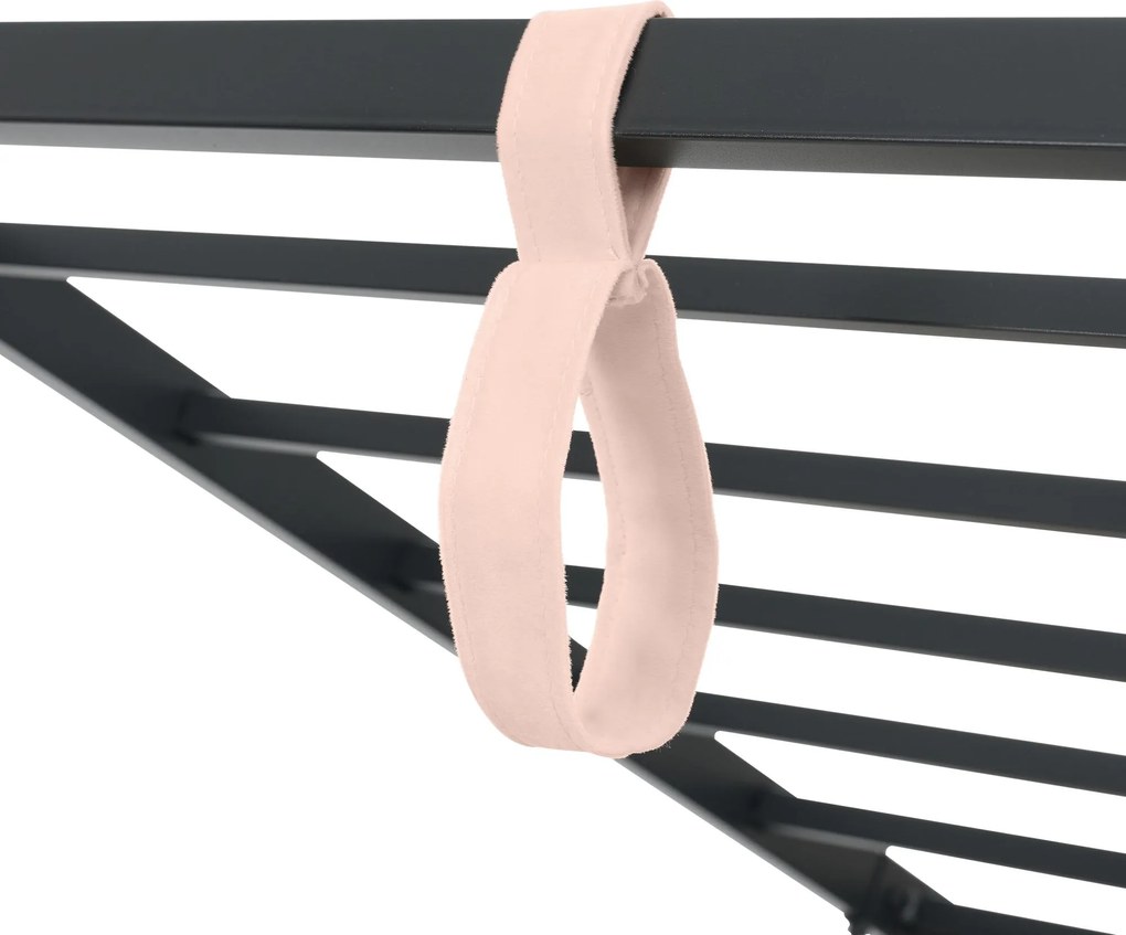 Pat de zi tapițat cu spațiu de depozitare hidraulic, tapițerie din catifea și somieră cu lamele metalice, fără saltea, 90x200 cm, Roz