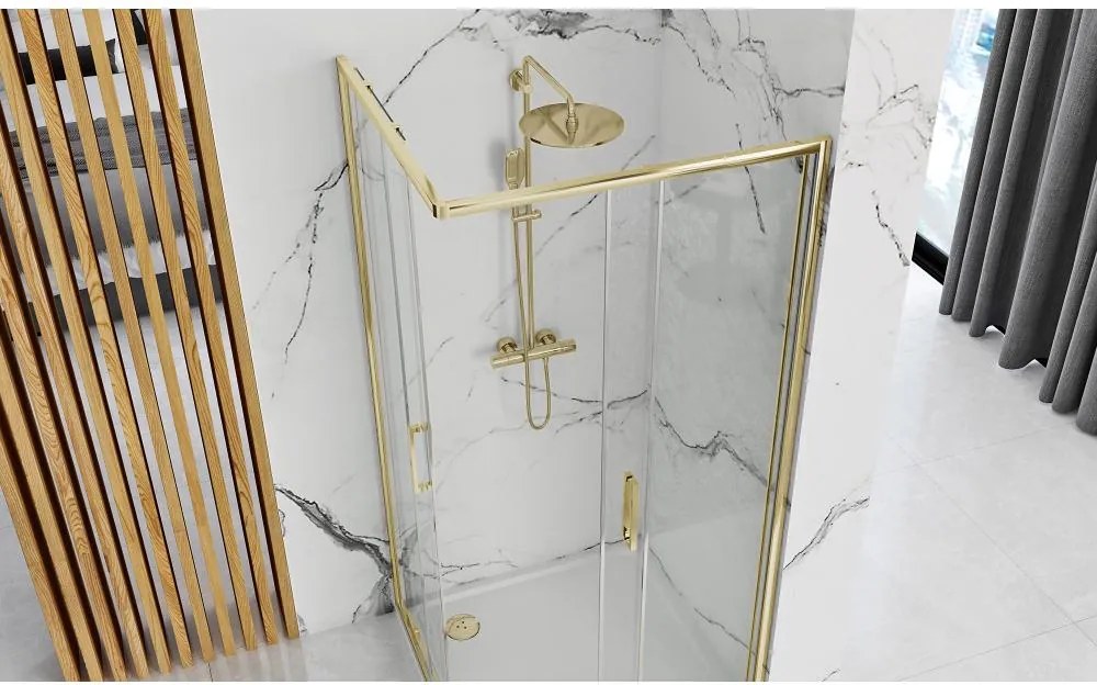 Cabina de dus Rea Punto cu cadita alba 80x100 cm auriu