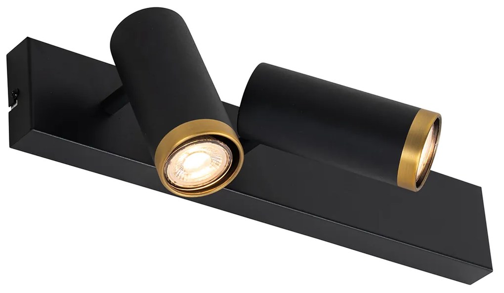 Plafonieră modernă cu spoturi negre cu bronz reglabilă cu 2 lumini - Renna
