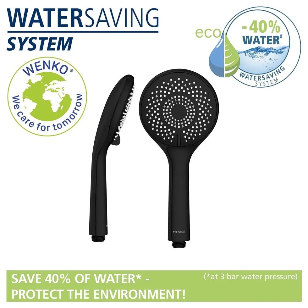 Set de duș negru din oțel inoxidabil 70 cm Water Saving – Wenko