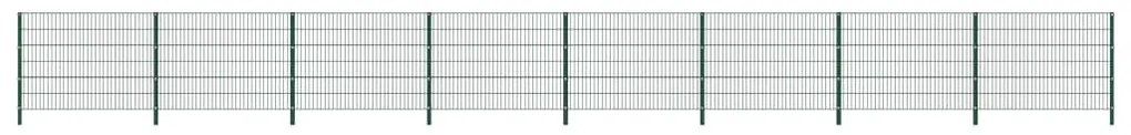 vidaXL Panou de gard cu stâlpi din fier, verde, 1385x120 cm