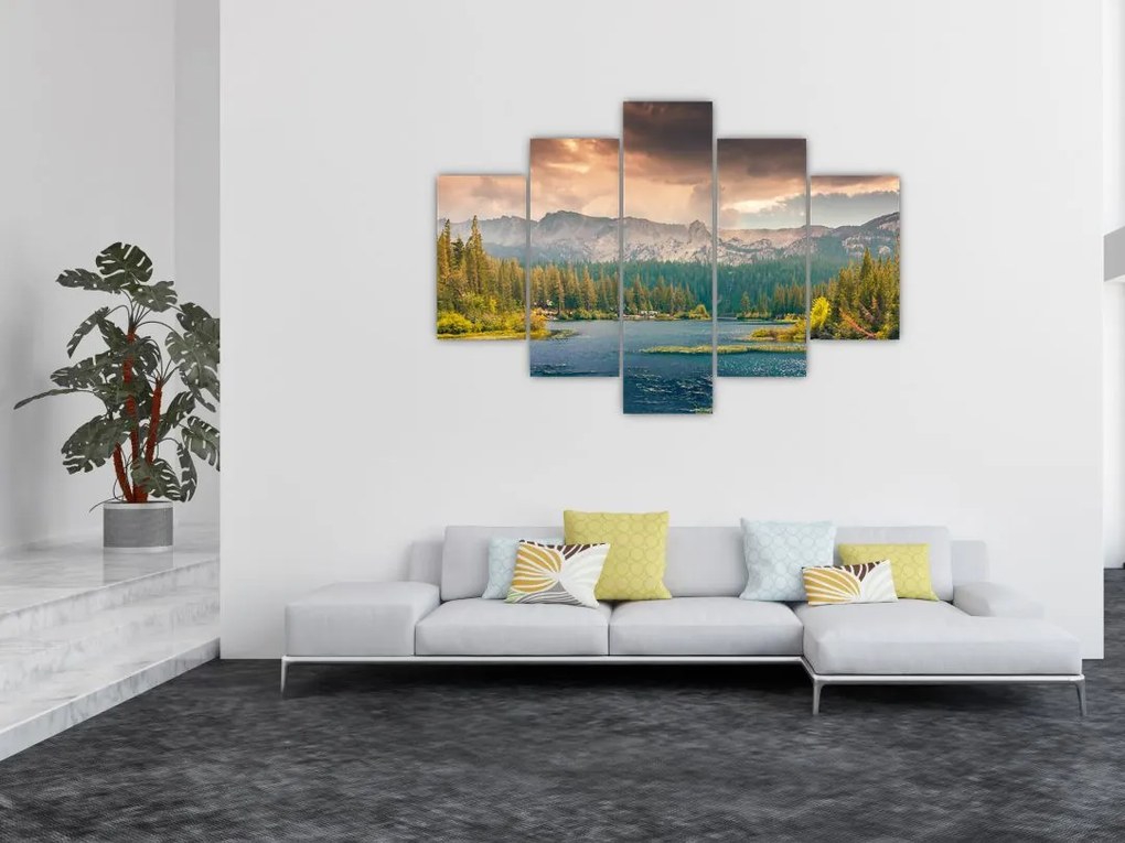 Tablou cu râu montan și munți (150x105 cm)