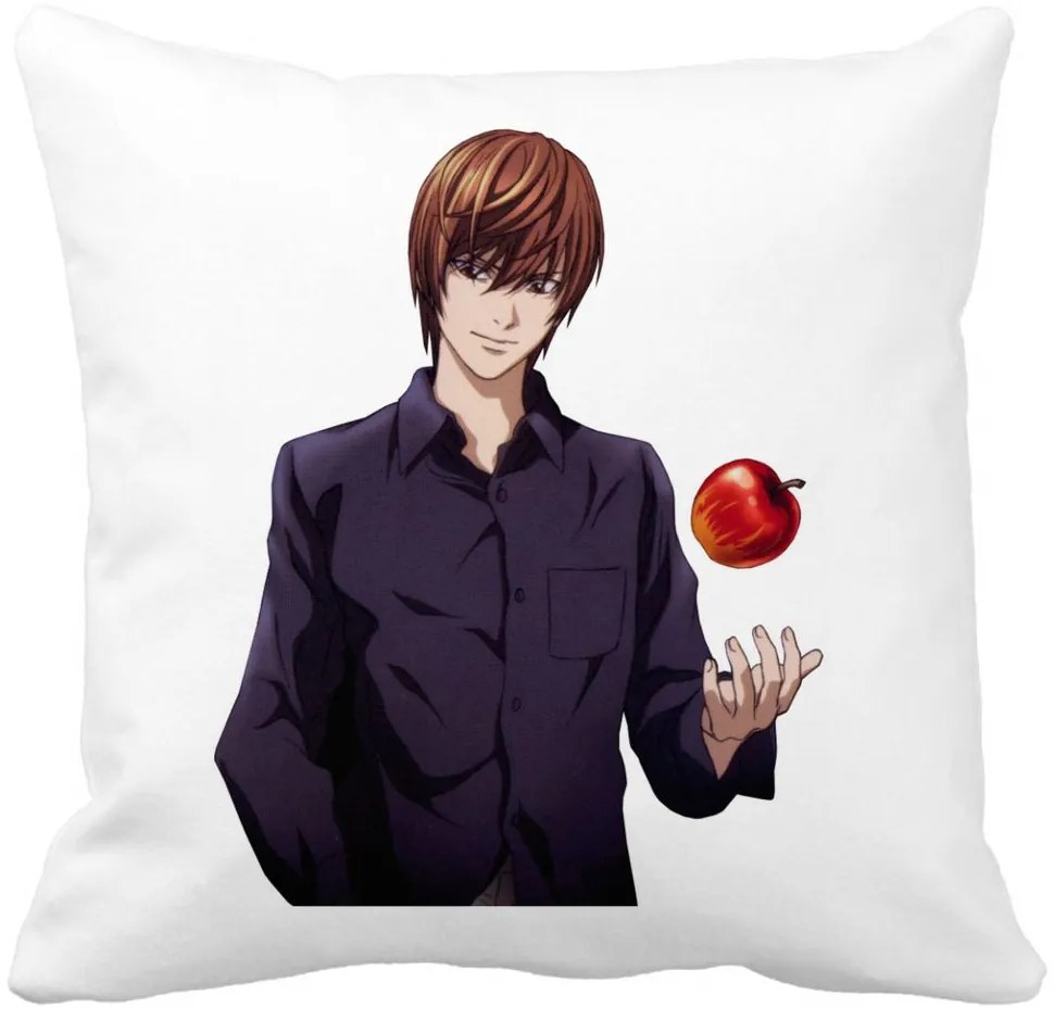 Perna Decorativa cu Death Note SV, 40x40 cm, Alba, Mata, Husa Detasabila, Burduf