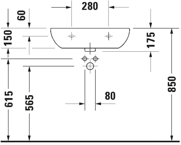 Duravit 23116000702 - Lavoar suspendat D-CODE 60 x 46 cm, ceramică, alb lucios