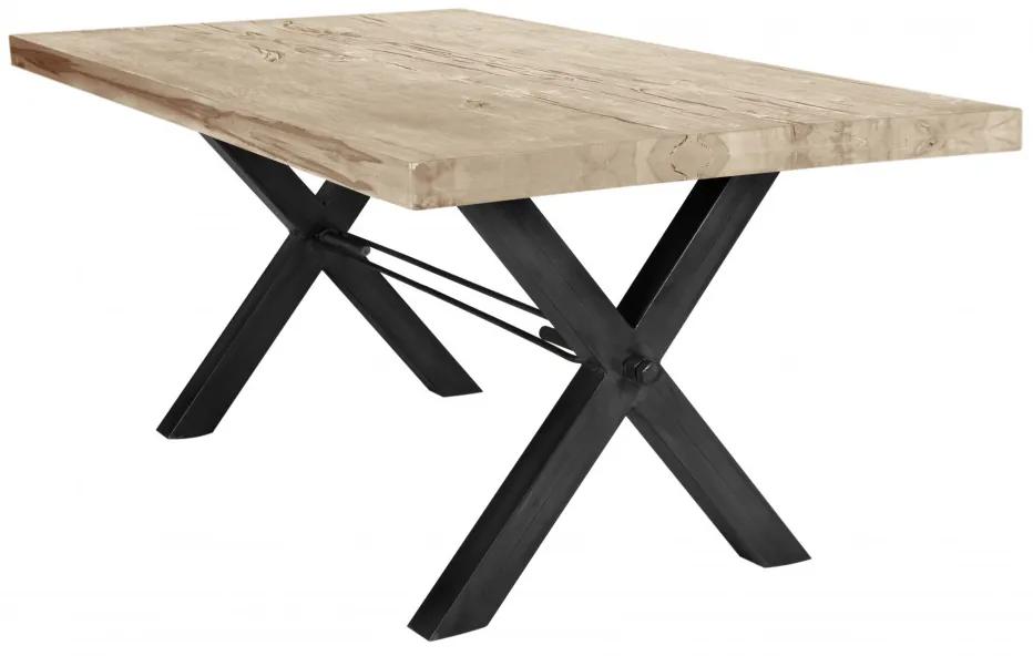 Masa dreptunghiulara din lemn de stejar Tables &amp; Benches 180x100x76 cm maro deschis/negru